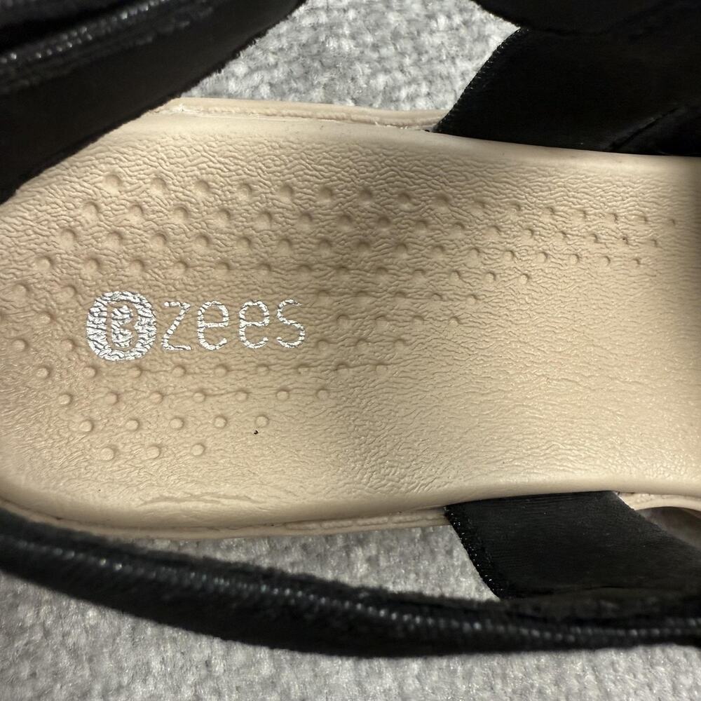 Bzees Sandals Womens Size 9W Black Bravo Strappy Wedge Platform Comfort Elastic - Picture 6 of 12